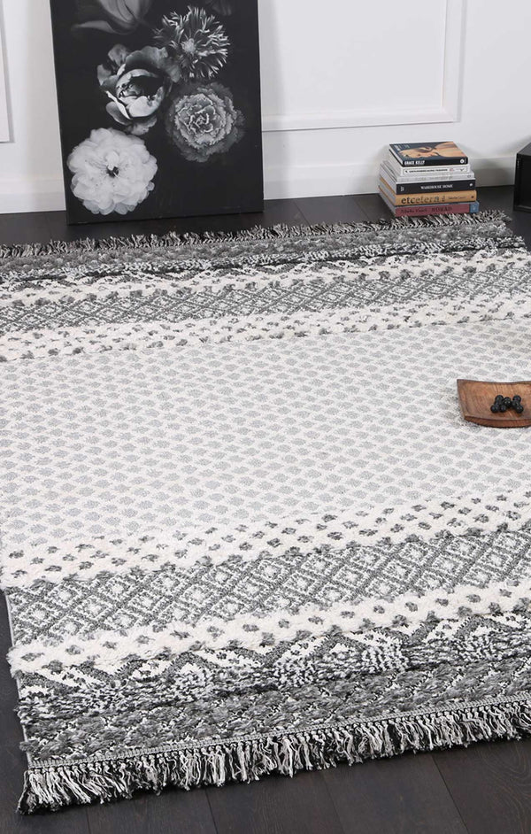 Mono Tribal Edge Cream Anthracite - ADORE RUGS and FLOORING